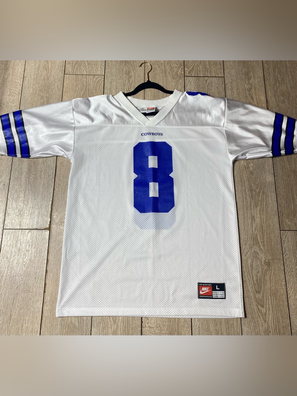 Vintage Troy Aikman 8 Dallas Cowboys Team Nike NFL Football Jersey L White Y2K